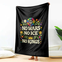 No Wars No ICE No Kings Throw Blanket Floral Resist Anti War Protest