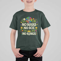 No Wars No ICE No Kings T Shirt For Kid Floral Resist Anti War Protest