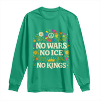 No Wars No ICE No Kings Long Sleeve Shirt Floral Resist Anti War Protest