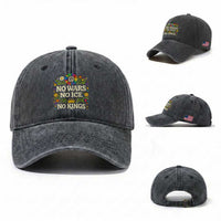 No Wars No ICE No Kings Washed Cotton Baseball Cap Floral Resist Anti War Protest