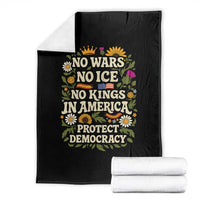 No Wars No ICE No Kings Throw Blanket Floral Resist No Kings In America Protest