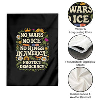 No Wars No ICE No Kings Garden Flag Floral Resist No Kings In America Protest