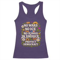 No Wars No ICE No Kings Racerback Tank Top Floral Resist No Kings In America Protest