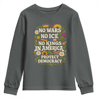 No Wars No ICE No Kings Youth Sweatshirt Floral Resist No Kings In America Protest