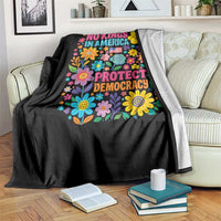 No Kings In America Protest Democraty Throw Blanket Floral Resist