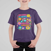 No Kings In America Protest Democraty T Shirt For Kid Floral Resist