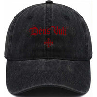 Catholic Knights Templar Cross Washed Cotton Baseball Cap Crusader Deus Vult