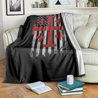 Catholic Crusader Cross Throw Blanket Knight Templar Patriotic American Flag