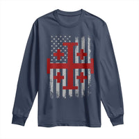 Catholic Crusader Cross Long Sleeve Shirt Knight Templar Patriotic American Flag