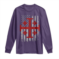 Catholic Crusader Cross Long Sleeve Shirt Knight Templar Patriotic American Flag