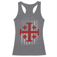 Catholic Crusader Cross Racerback Tank Top Knight Templar Patriotic American Flag