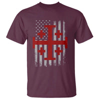 Catholic Crusader Cross T Shirt Knight Templar Patriotic American Flag