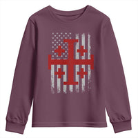 Catholic Crusader Cross Youth Sweatshirt Knight Templar Patriotic American Flag
