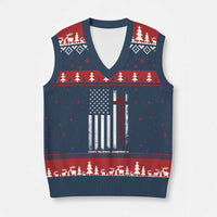 God Bless America V-Neck Knit Sweater Vest America Pride USA US Flag Patriotic 4th of July - Wonder Print Shop