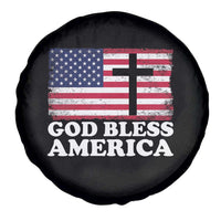 God Bless America Spare Tire Cover Cross USA Flag Patriotic 4th of July Christian - Wonder Print Shop