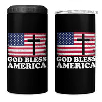 God Bless America 4 in 1 Can Cooler Tumbler Cross USA Flag Patriotic 4th of July Christian - Wonder Print Shop