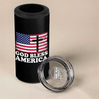 God Bless America 4 in 1 Can Cooler Tumbler Cross USA Flag Patriotic 4th of July Christian - Wonder Print Shop