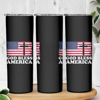 God Bless America Skinny Tumbler Cross USA Flag Patriotic 4th of July Christian - Wonder Print Shop