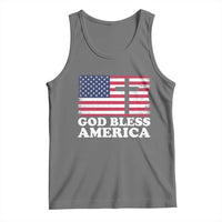God Bless America Tank Top Cross USA Flag Patriotic 4th of July Christian - Wonder Print Shop