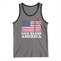 God Bless America Tank Top Cross USA Flag Patriotic 4th of July Christian - Wonder Print Shop