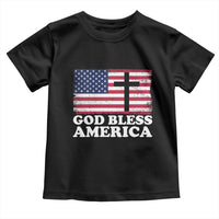 God Bless America Toddler T Shirt Cross USA Flag Patriotic 4th of July Christian - Wonder Print Shop