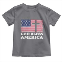 God Bless America Toddler T Shirt Cross USA Flag Patriotic 4th of July Christian - Wonder Print Shop
