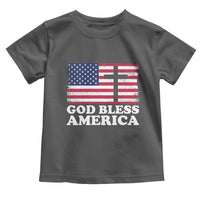 God Bless America Toddler T Shirt Cross USA Flag Patriotic 4th of July Christian - Wonder Print Shop