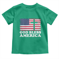 God Bless America Toddler T Shirt Cross USA Flag Patriotic 4th of July Christian - Wonder Print Shop
