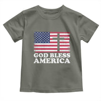 God Bless America Toddler T Shirt Cross USA Flag Patriotic 4th of July Christian - Wonder Print Shop