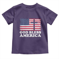 God Bless America Toddler T Shirt Cross USA Flag Patriotic 4th of July Christian - Wonder Print Shop