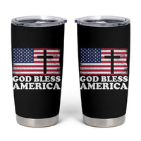 God Bless America Tumbler Cup Cross USA Flag Patriotic 4th of July Christian - Wonder Print Shop