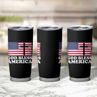 God Bless America Tumbler Cup Cross USA Flag Patriotic 4th of July Christian - Wonder Print Shop