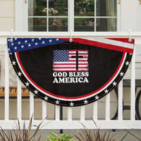 God Bless America Patriotic Fan Flag Cross USA Flag 4th of July Christian