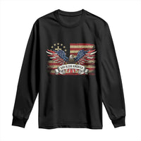 God Bless America Long Sleeve Shirt Vintage Eagle Christian Cross Flag 4th Of July