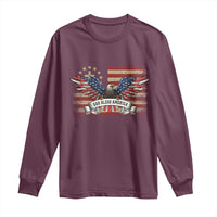 God Bless America Long Sleeve Shirt Vintage Eagle Christian Cross Flag 4th Of July
