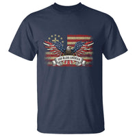 God Bless America T Shirt Vintage Eagle Christian Cross Flag 4th Of July