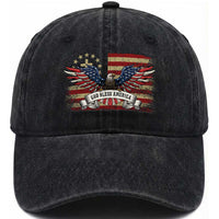 God Bless America Washed Cotton Baseball Cap Vintage Eagle Christian Cross Flag 4th Of July
