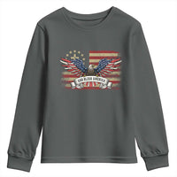 God Bless America Youth Sweatshirt Vintage Eagle Christian Cross Flag 4th Of July