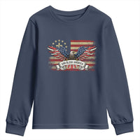 God Bless America Youth Sweatshirt Vintage Eagle Christian Cross Flag 4th Of July