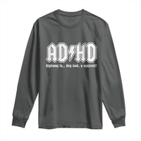 Funny ADHD Long Sleeve Shirt Hey Look a Squirrel Rocks Graphic - Wonder Print Shop