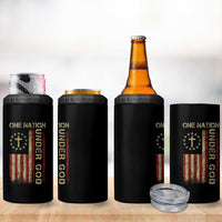 One Nation Under God 4 in 1 Can Cooler Tumbler American Flag 4th Of July Patriotic Christian - Wonder Print Shop