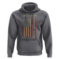One Nation Under God Hoodie American Flag 4th Of July Patriotic Christian - Wonder Print Shop