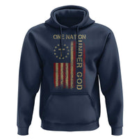 One Nation Under God Hoodie American Flag 4th Of July Patriotic Christian - Wonder Print Shop