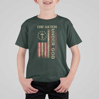 One Nation Under God T Shirt For Kid American Flag 4th Of July Patriotic Christian - Wonder Print Shop