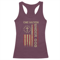 One Nation Under God Racerback Tank Top American Flag 4th Of July Patriotic Christian - Wonder Print Shop
