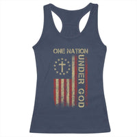 One Nation Under God Racerback Tank Top American Flag 4th Of July Patriotic Christian - Wonder Print Shop