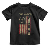 One Nation Under God Toddler T Shirt American Flag 4th Of July Patriotic Christian - Wonder Print Shop