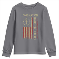 One Nation Under God Youth Sweatshirt American Flag 4th Of July Patriotic Christian - Wonder Print Shop