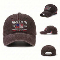 250th Anniversary Washed Cotton Baseball Cap American 250 Years Birthday Patriotic 1776 2026
