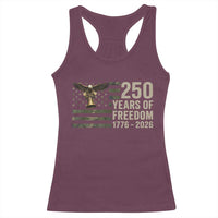 250th Anniversary Racerback Tank Top 1776 2026 250 Years Birthday Patriotic Camouflage USA Flag